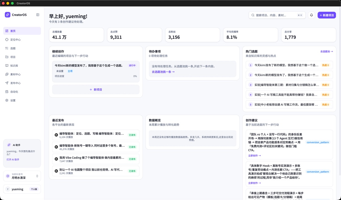 CreatorOS 工作台预览